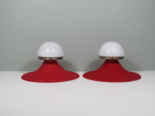 Wall or Ceiling Lamps with Flowing Lines and Subtle Texture, 1950s, Set of 2-UKG-2016254