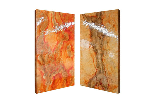 Wall Panel Lights in Translucent Marbled Painting by Europa Antiques