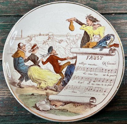 Wall Plates on Opera Music by Crei Montereau, 19th Century, Set of 3-EUT-1741801