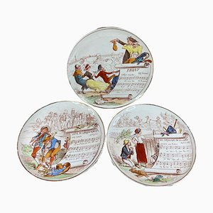 Wall Plates on Opera Music by Crei Montereau, 19th Century, Set of 3-EUT-1741801