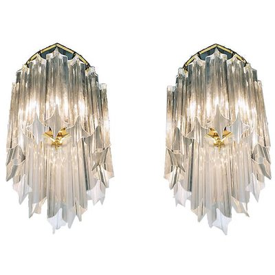 Wall Sconces in Crystal & Gilt Brass from Palwa, 1960s, Germany, Set of 2-DEK-932649