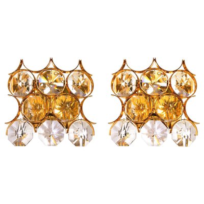 Wall Sconces in Crystal Glass & Gilt Brass from Palwa, 1960s, Germany, Set of 2-DEK-932564