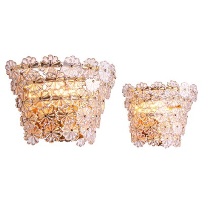 Wall Sconces with Crystal Flowers in the style of Emil Stejnar for Nikoll, Vienna, 1950s, Set of 2-DEK-1407003