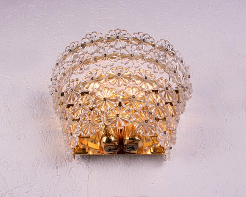 Wall Sconces with Crystal Flowers in the style of Emil Stejnar for Nikoll, Vienna, 1950s, Set of 2-DEK-1407003