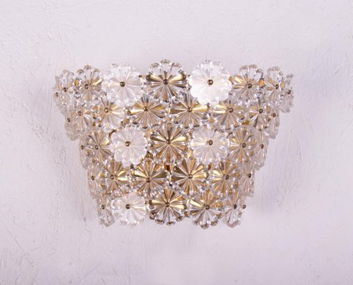 Wall Sconces with Crystal Flowers in the style of Emil Stejnar for Nikoll, Vienna, 1950s, Set of 2-DEK-1407003