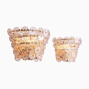 Wall Sconces with Crystal Flowers in the style of Emil Stejnar for Nikoll, Vienna, 1950s, Set of 2-DEK-1407003