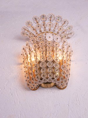 Wall Sconces with Crystal Flowers in the Style of Stejnar / Nikoll, Vienna, 1950s, Set of 2-DEK-1407001