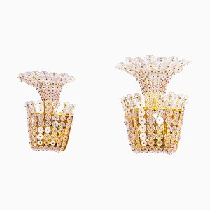 Wall Sconces with Crystal Flowers in the Style of Stejnar / Nikoll, Vienna, 1950s, Set of 2-DEK-1407001