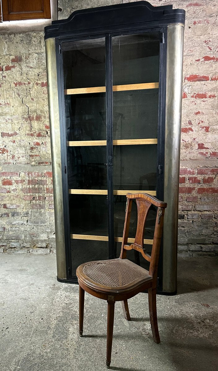 Wall Unit in Patinated and Black Steel, 1980s