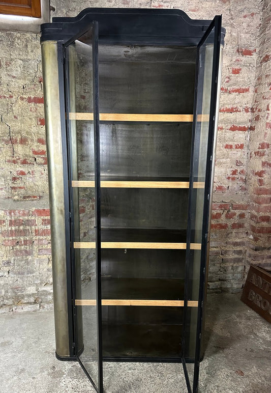 Wall Unit in Patinated and Black Steel, 1980s