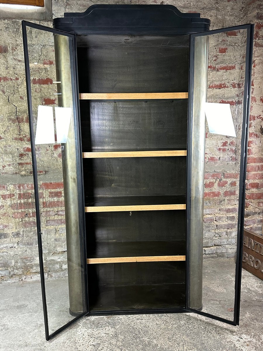 Wall Unit in Patinated and Black Steel, 1980s