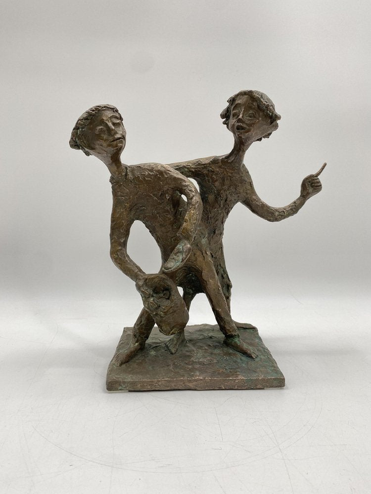 Walli Gebhard Linke, Fairytale Sculpture with Two Boys, 1950, Bronze