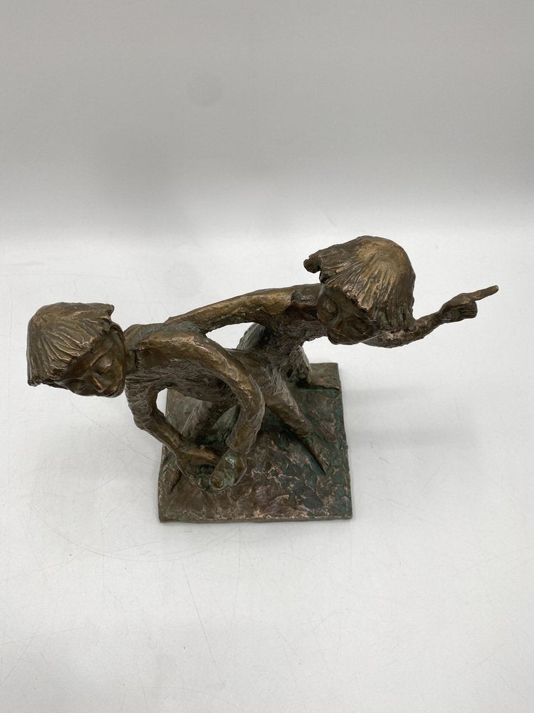 Walli Gebhard Linke, Fairytale Sculpture with Two Boys, 1950, Bronze