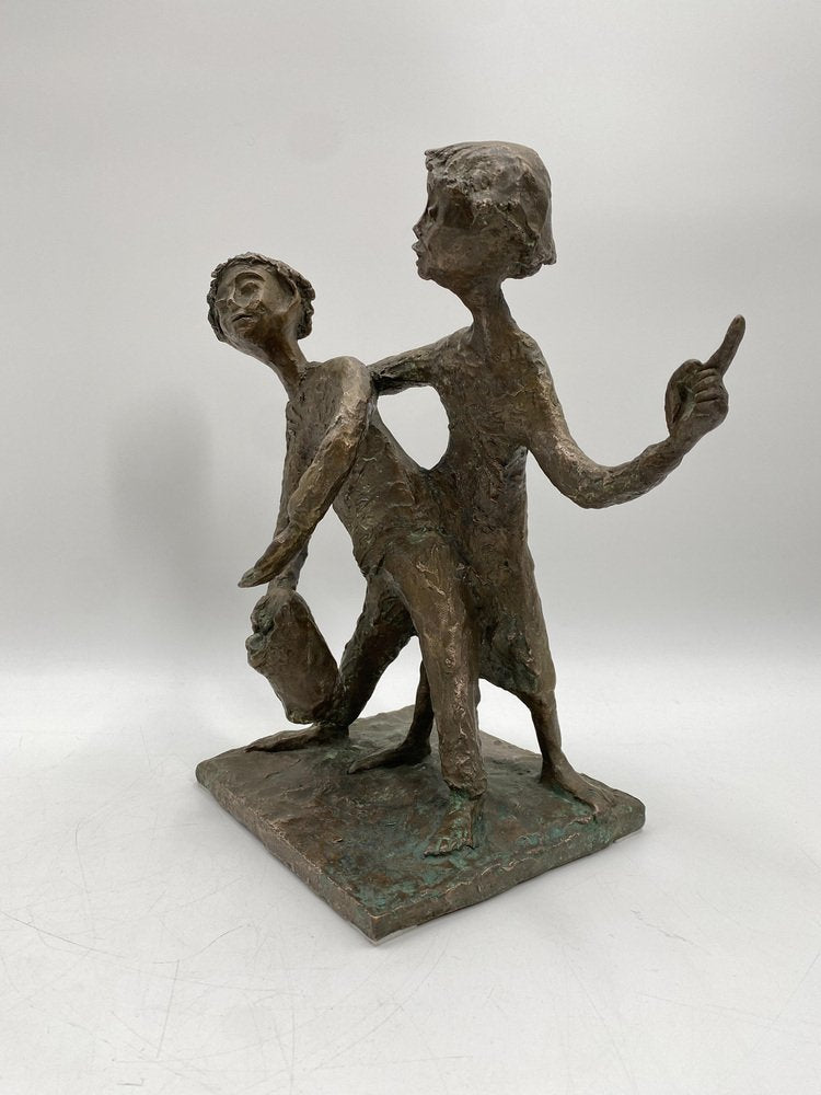 Walli Gebhard Linke, Fairytale Sculpture with Two Boys, 1950, Bronze