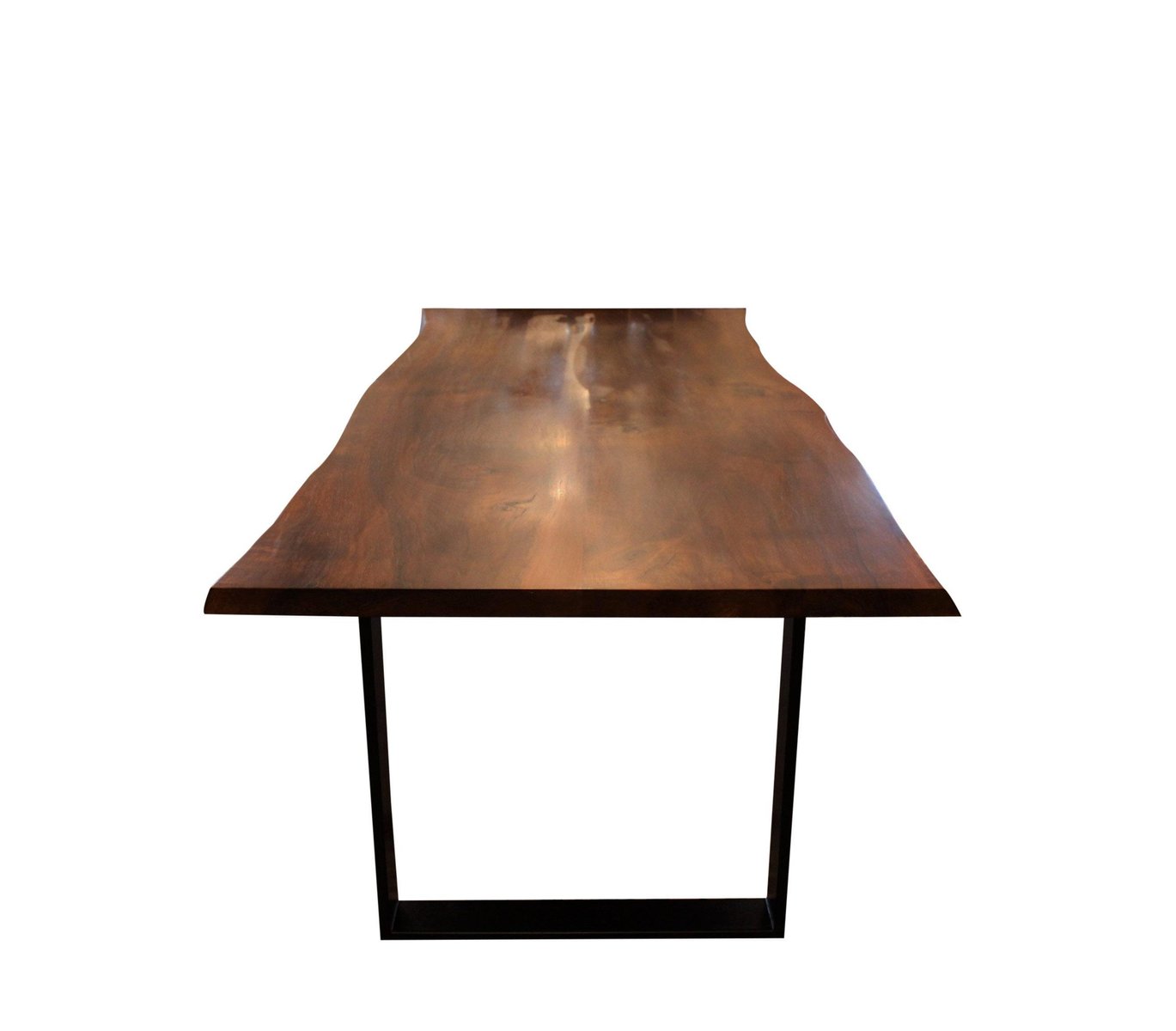 Walnut and Black Metal Frame Plank Table-UY-911707