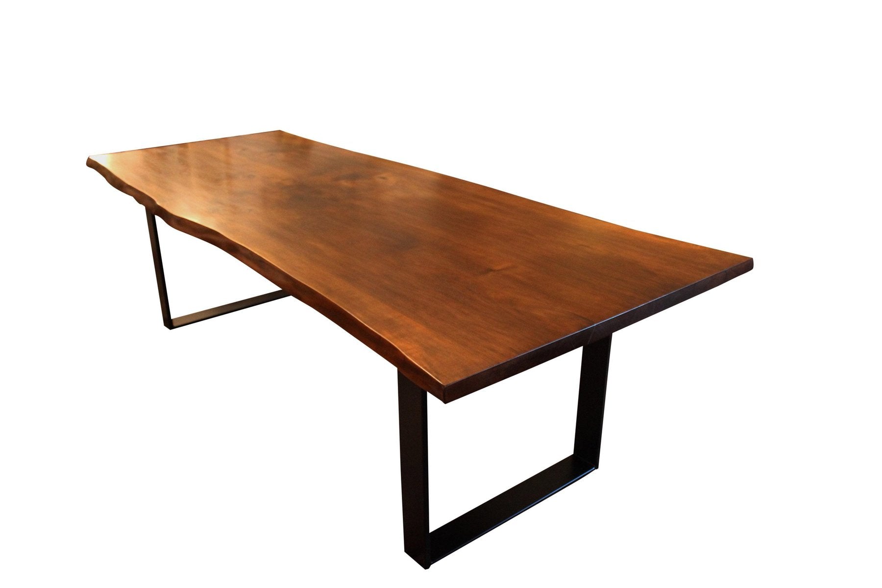 Walnut and Black Metal Frame Plank Table-UY-911707