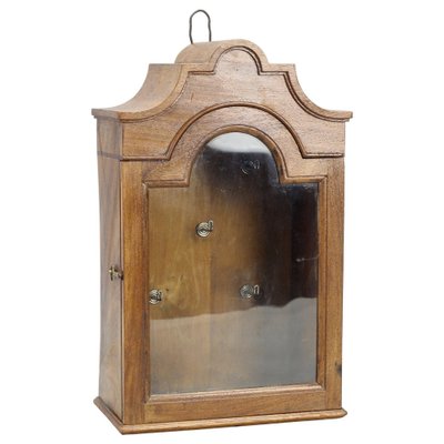 Walnut and Glass Wall Hanging Key Cabinet, 1890s-KEG-1772938