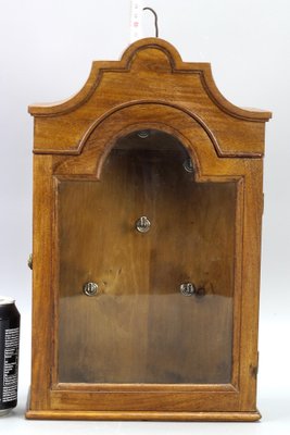 Walnut and Glass Wall Hanging Key Cabinet, 1890s-KEG-1772938