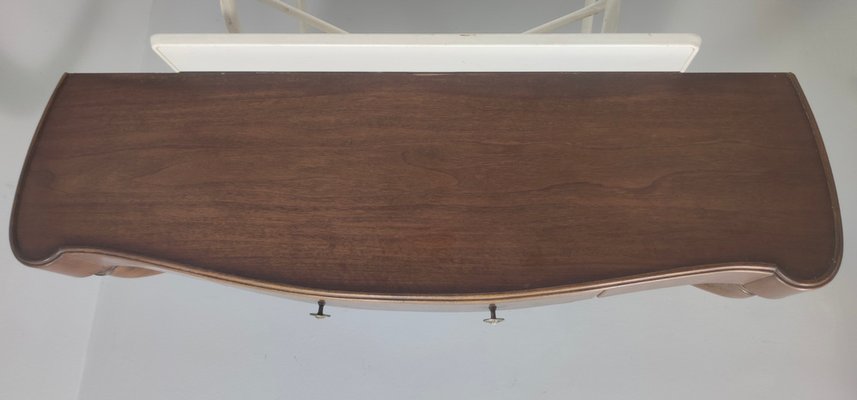 Walnut and Glass Wall-Mounted Console Table attributed Guglielmo Ulrich, Italy, 1940s-JPQ-1820164