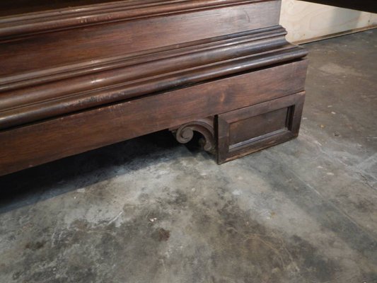 Walnut and Lead Glass Bookcase, Italy, 1950s-WWQ-935259