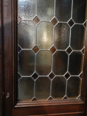 Walnut and Lead Glass Bookcase, Italy, 1950s-WWQ-935259