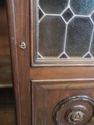 Walnut and Lead Glass Bookcase, Italy, 1950s-WWQ-935259