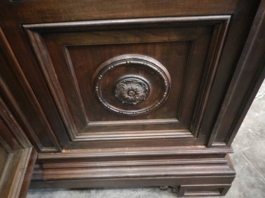 Walnut and Lead Glass Bookcase, Italy, 1950s-WWQ-935259