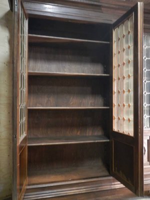 Walnut and Lead Glass Bookcase, Italy, 1950s-WWQ-935259