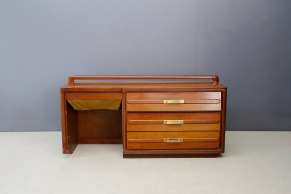 Walnut and Pink Mirror Chest of Drawers, 1950s-RCE-1402542