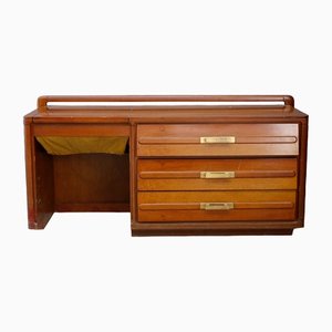 Walnut and Pink Mirror Chest of Drawers, 1950s-RCE-1402542