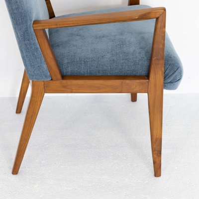 Walnut and Velvet Armchairs, 1950s, Set of 4-SXX-1731335