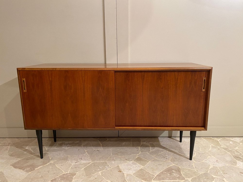 Walnut Belief with Sliding Doors, Italy, 1950s