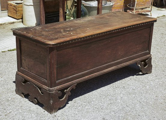 Walnut Bench Chest with Pierced Ciabatta Feet-RAQ-1389100