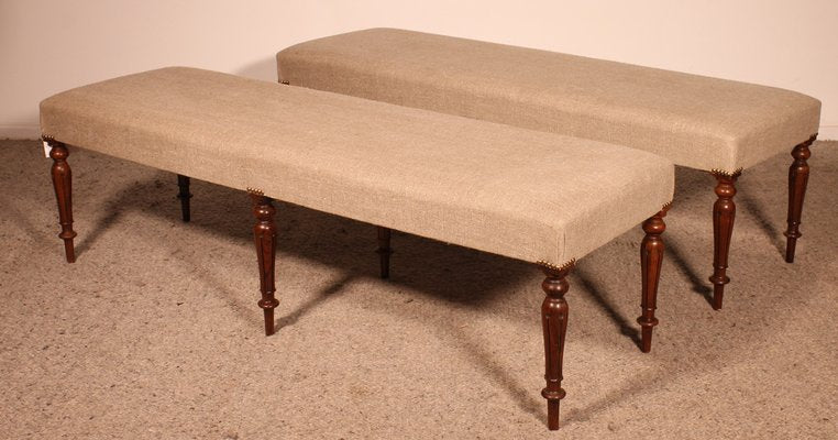 Walnut Benches, 19th Century, Set of 2-HPU-1806851