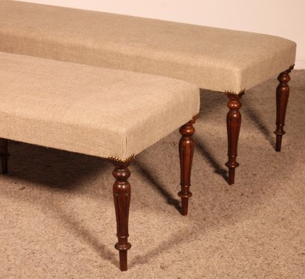 Walnut Benches, 19th Century, Set of 2-HPU-1806851