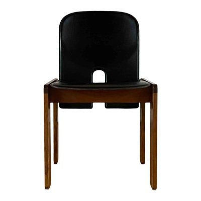 Walnut & Black Leather Model 121 Dining Chairs & Extendable Model 778 Dining Table by Tobia & Afra Scarpa for Cassina, 1968, Set of 5-RPH-889125