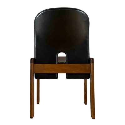 Walnut & Black Leather Model 121 Dining Chairs & Extendable Model 778 Dining Table by Tobia & Afra Scarpa for Cassina, 1968, Set of 5-RPH-889125