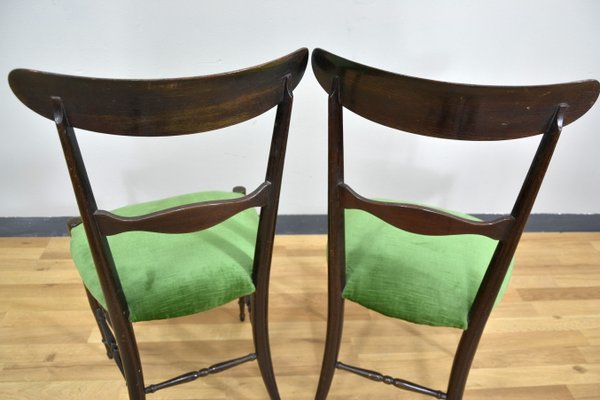 Walnut Campanino Dining Chairs by Giuseppe Gaetano Descalzi for Fratelli Levaggi, 1950s, Set of 4-QZZ-1132064