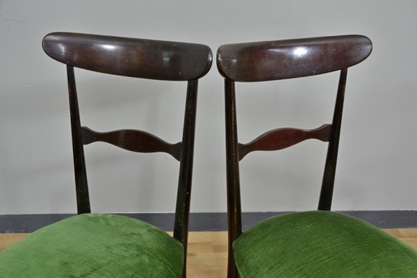 Walnut Campanino Dining Chairs by Giuseppe Gaetano Descalzi for Fratelli Levaggi, 1950s, Set of 4-QZZ-1132064