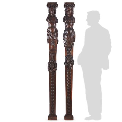 Walnut Caryatids, 1600s, Set of 2-TBU-2042159