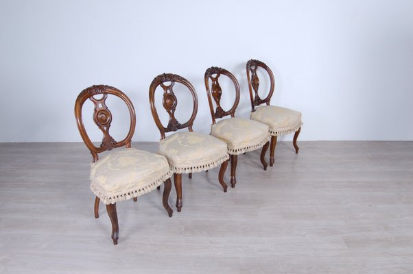 Walnut Chairs by Luigi Filippo, Italy, 1800s, Set of 4-XSG-1065500