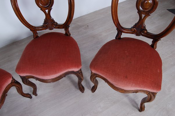 Walnut Chairs by Luigi Filippo, Italy, 1800s, Set of 4-XSG-1065500