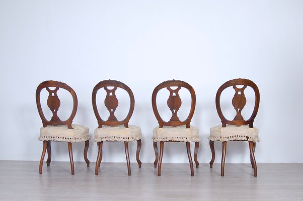 Walnut Chairs by Luigi Filippo, Italy, 1800s, Set of 4-XSG-1065500