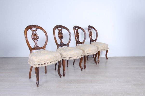 Walnut Chairs by Luigi Filippo, Italy, 1800s, Set of 4-XSG-1065500