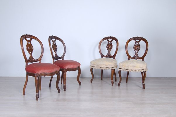 Walnut Chairs by Luigi Filippo, Italy, 1800s, Set of 4-XSG-1065500