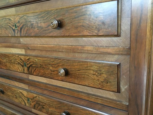 Walnut Chest of Drawers with White Marble Top, 1900s-WQQ-1029638