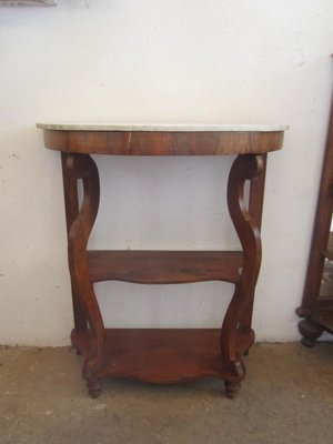 Walnut Console with Marble Top, 1980s-CDG-1383448