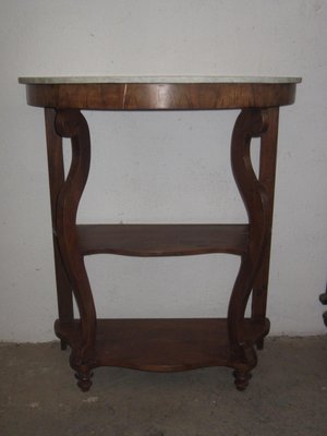 Walnut Console with Marble Top, 1980s-CDG-1383448