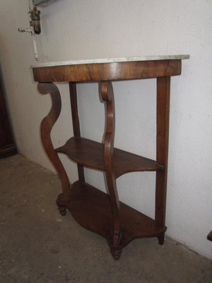 Walnut Console with Marble Top, 1980s-CDG-1383448