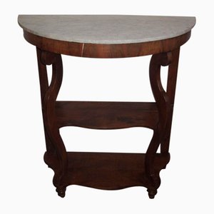 Walnut Console with Marble Top, 1980s-CDG-1383448